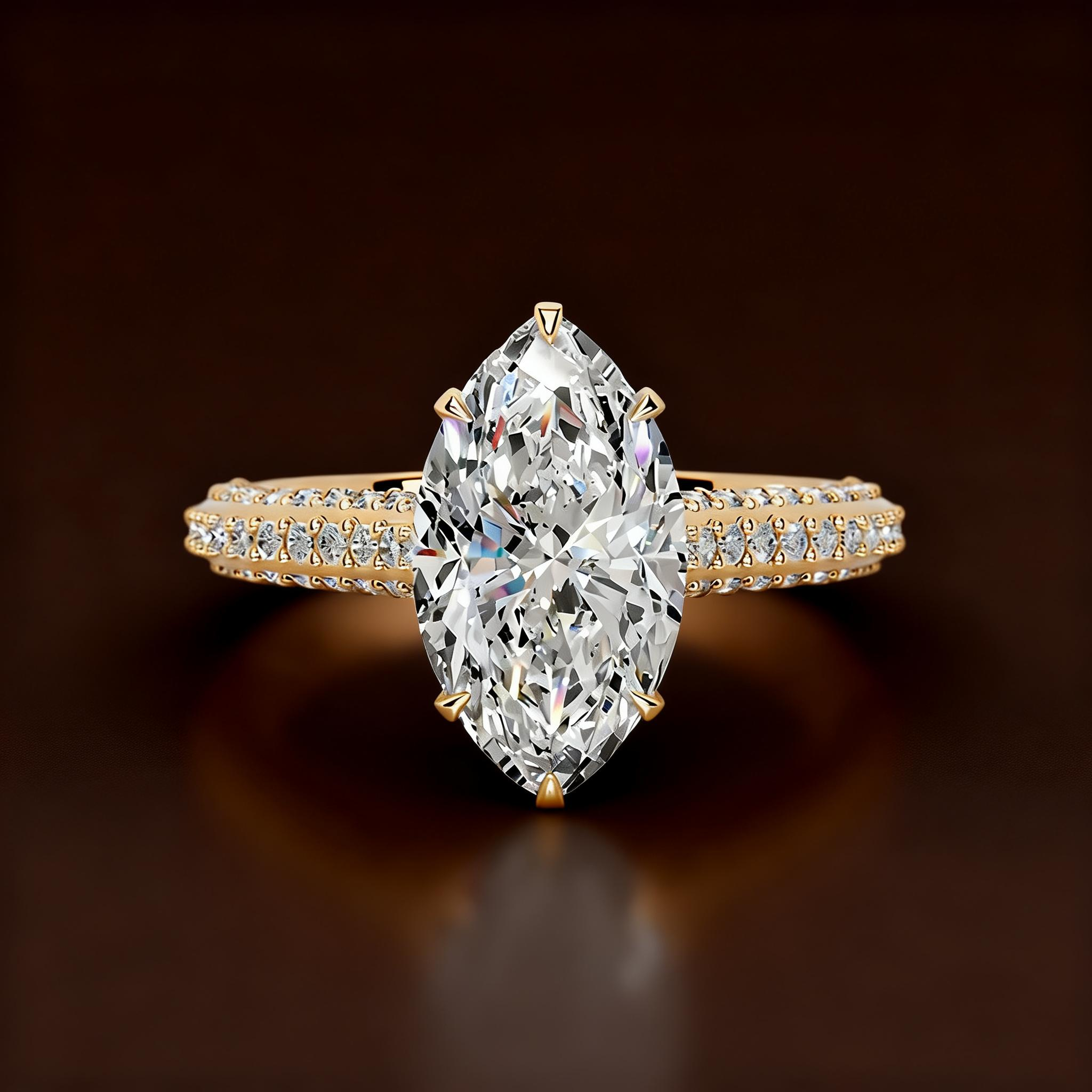 S925 Sterling Silver 18K Gold-Plated Moissanite Ring