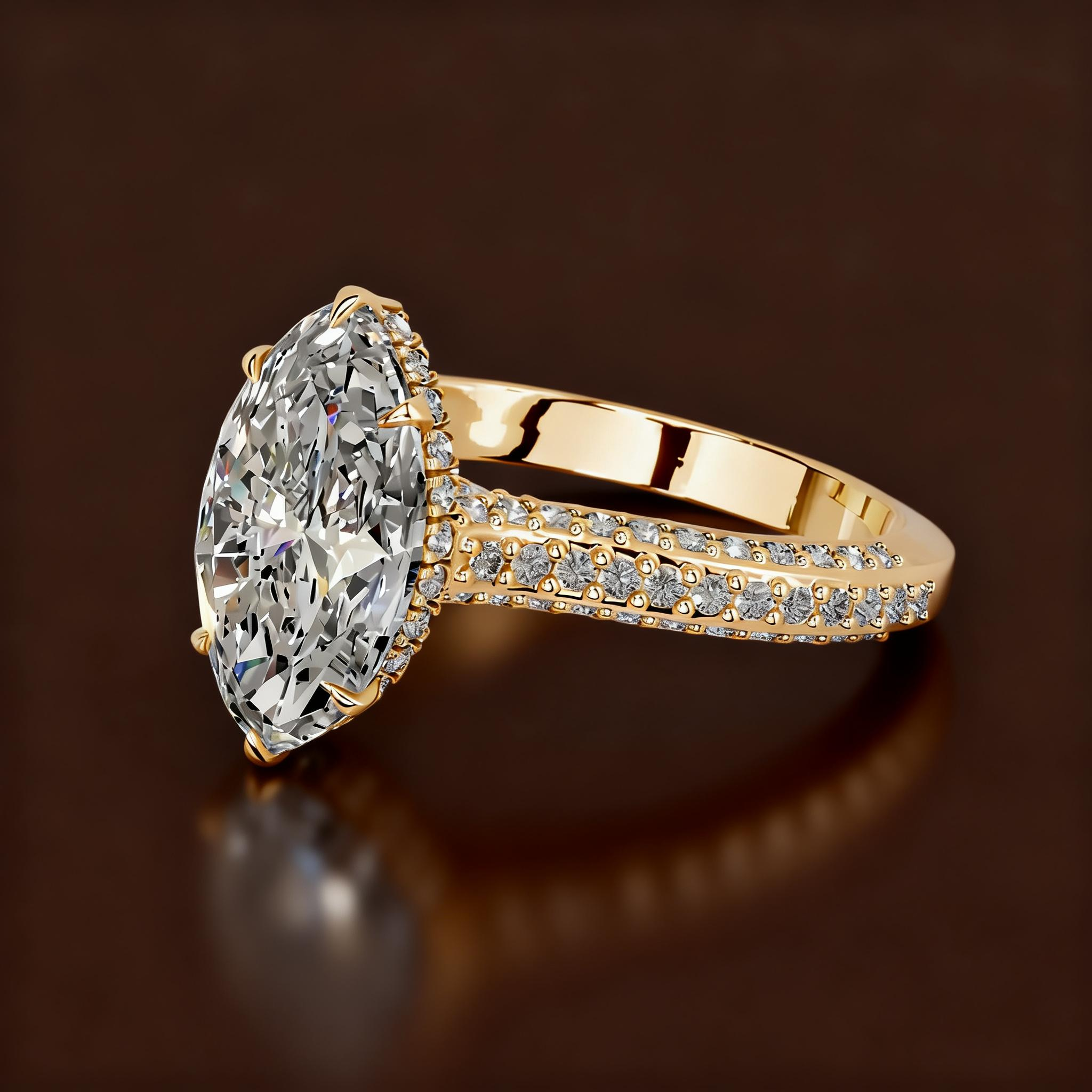 S925 Sterling Silver 18K Gold-Plated Moissanite Ring