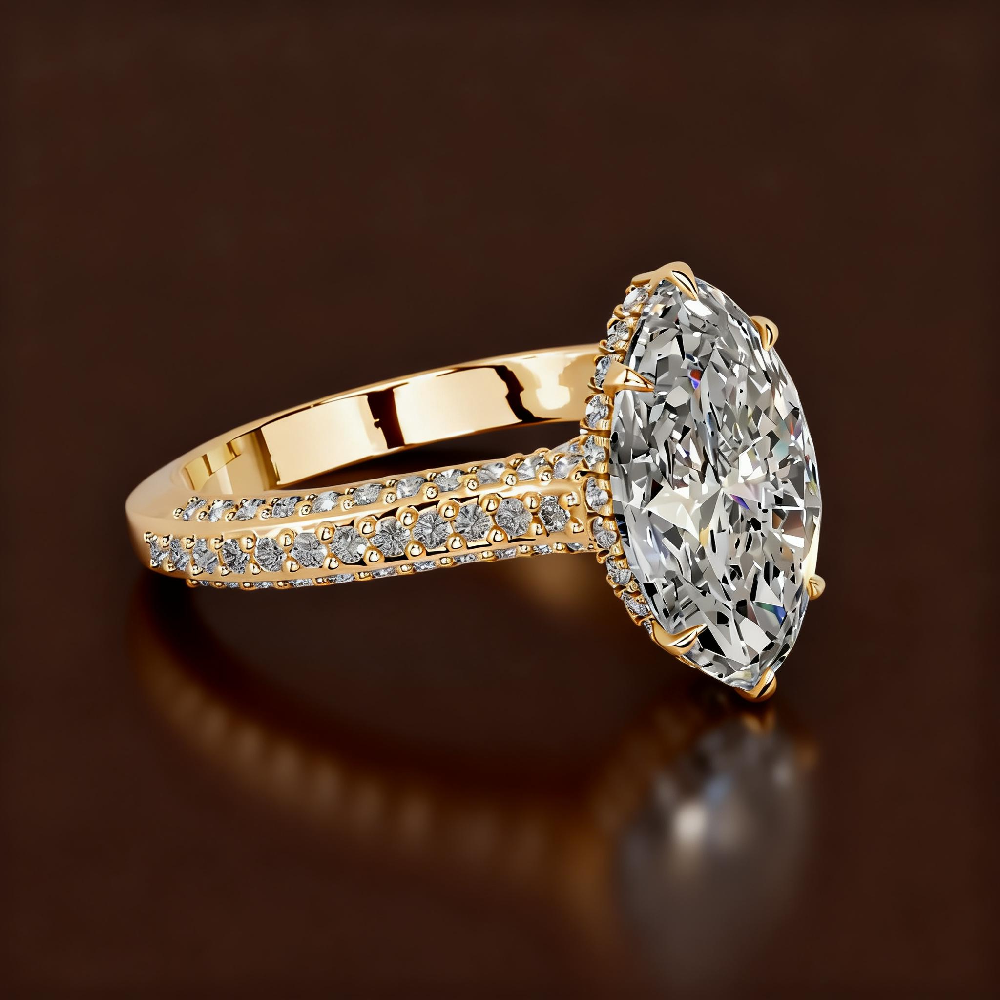 S925 Sterling Silver 18K Gold-Plated Moissanite Ring
