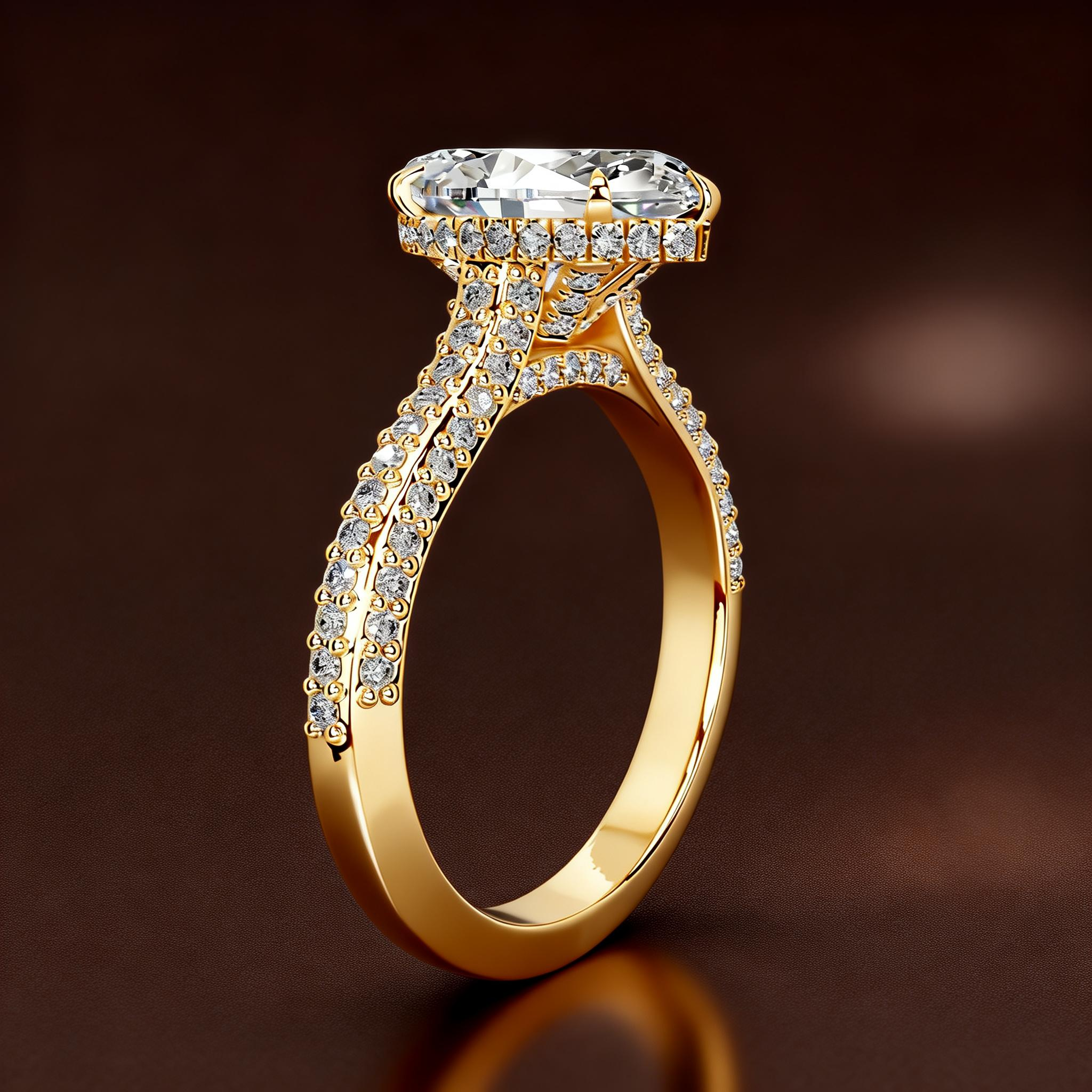 S925 Sterling Silver 18K Gold-Plated Moissanite Ring