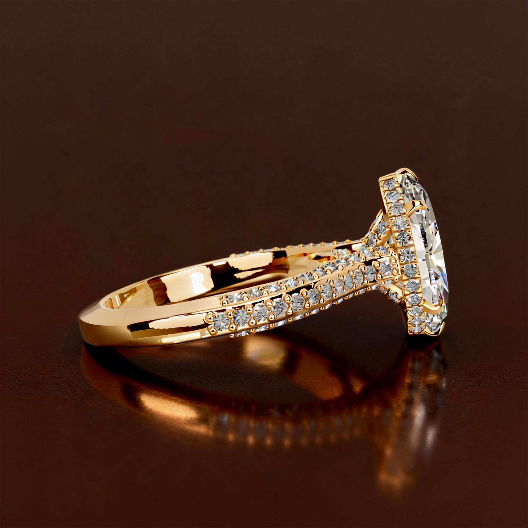 S925 Sterling Silver 18K Gold-Plated Moissanite Ring